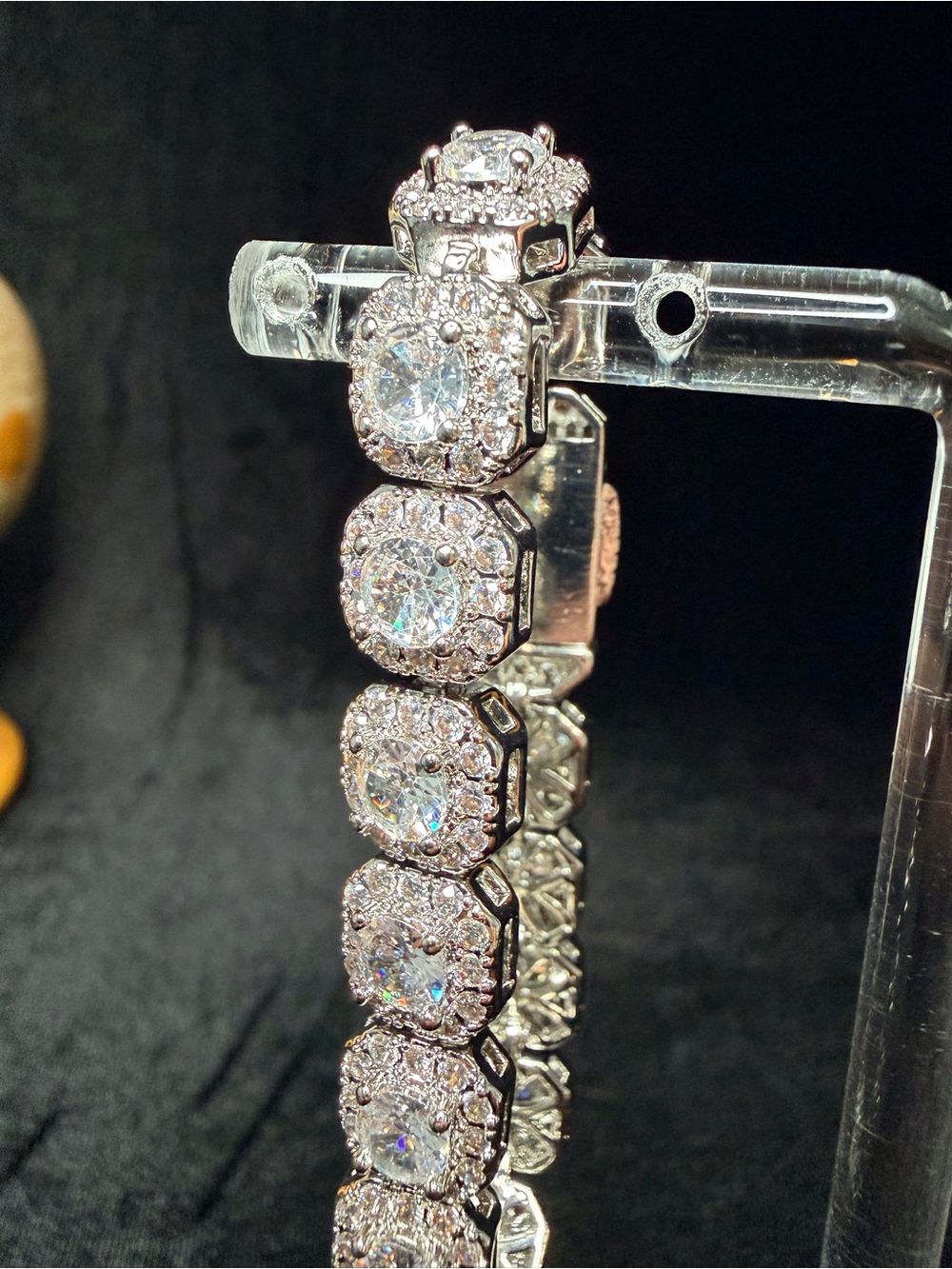 Elegant AAA CZ White Gold Filled 7in 7MM Iced Out Bracelet w/Iced Out Box Lock